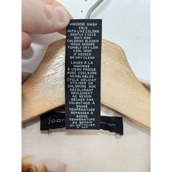 Joan Vass Nude Sheer Floral Rose Print Button Up Blouse‎ - Picture 3 of 6